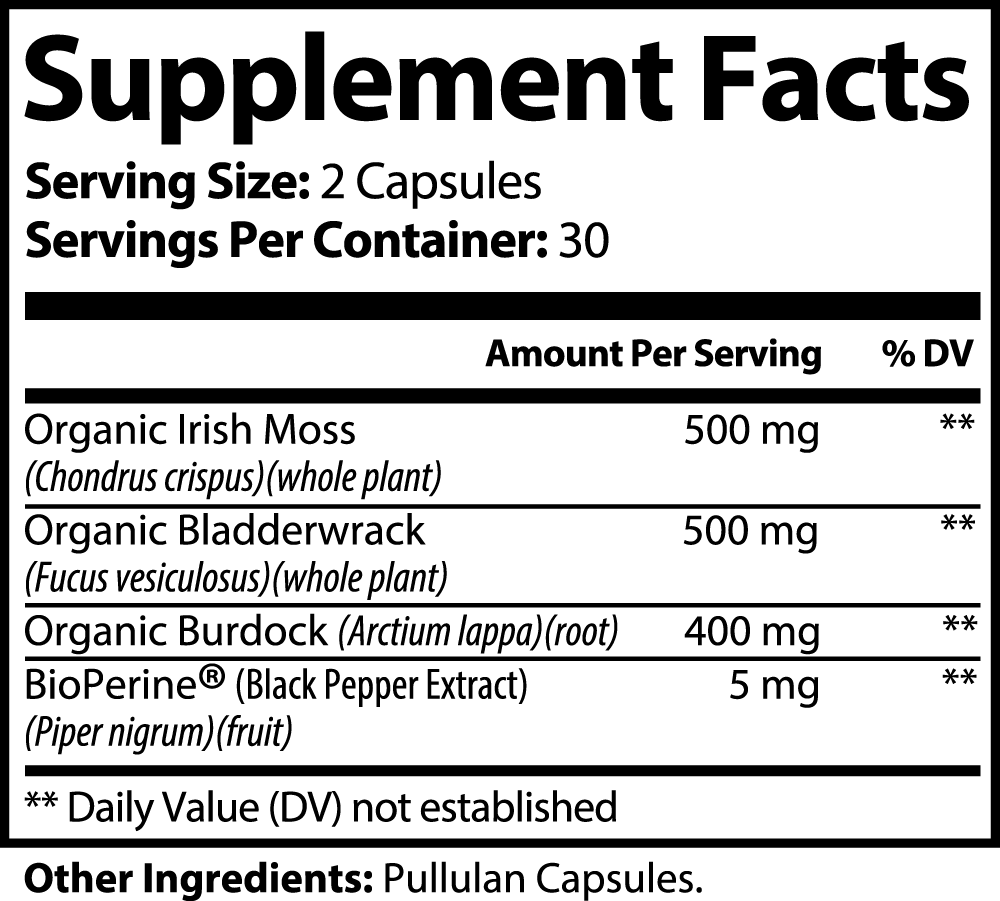 Sea Moss Organic Irish Formula (60 Capsules)